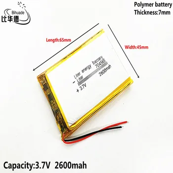 Bom Qulity 3.7 V 2600mAH 704565 Litro de energia bateria de Polímero de lítio ion / Li-íon da bateria para o pc da tabuleta do BANCO,GPS,mp3,mp4